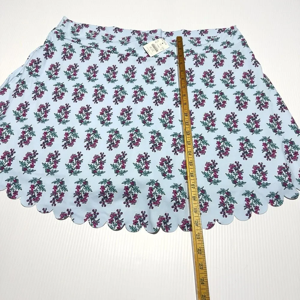 J. Crew Factory Blue Floral Printed Scalloped Hem Active Skort Size 3X NWT